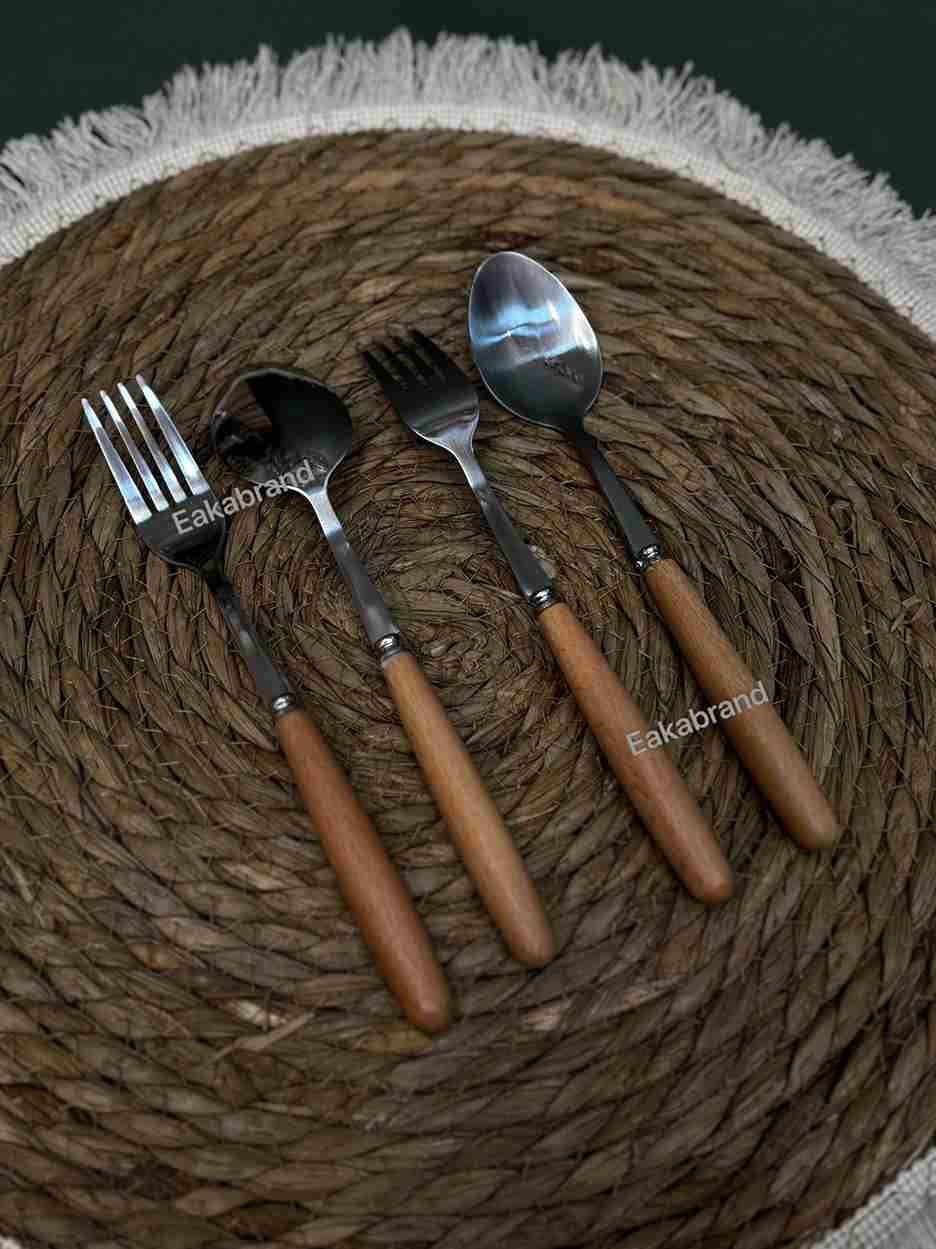 قاشق چنگال دسته چوبی